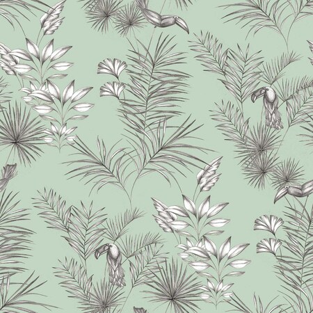 Ohpopsi Shelly Mint Toucan Toile Wallpaper WLD53113W