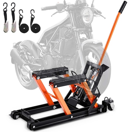 Vevor Motorcycle Lift ATV Scissor Jack Dolly 1100 lbs Wide Deck & Hand Crank M110203