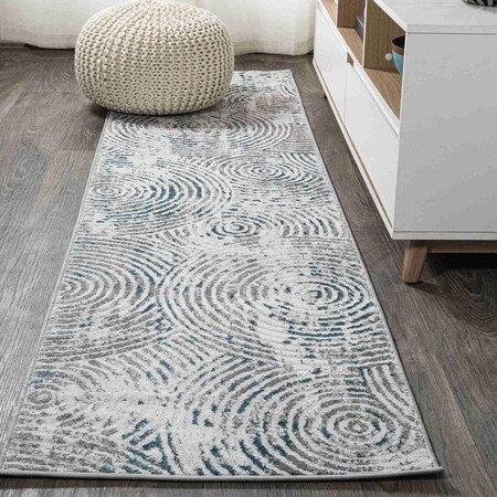 Jonathan Y Timeworn Modern Abstract Gray/Turquoise 2 ft. x 10 ft. Runner Rug SOR205A-210