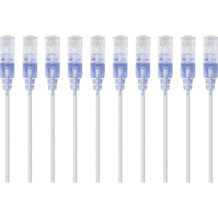 Monoprice Slim Cat6A Patch Cable, PK10, 14 ft.White 15172