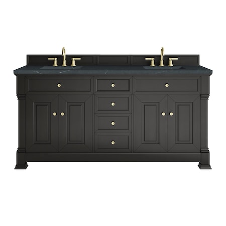 James Martin Vanities Brookfield 72" Double Vanity, Black Onyx, w/ 3 CM Charcoal Soapstone Silestone Top 547-V72-BKO-3CSP