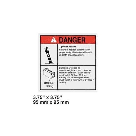 Genie REPLACEMENT DECAL, DANGER, TIP-OVER,  1298833GT