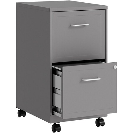 Nusparc 2-Drawer Mobile Vertical File Cabinet, 14.2" x 18" x 26.5", Silver NPRVF218AMSR