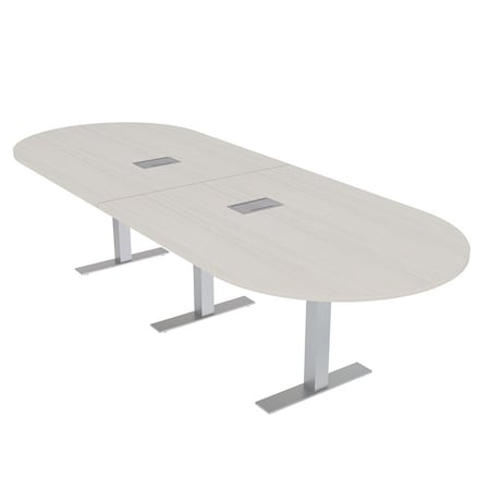 Skutchi Designs 12 Person Conference Table With Power Unit | 12' Racetrack Table | Harmony Series HAR-RAC-48X144-T-K458-ESIL