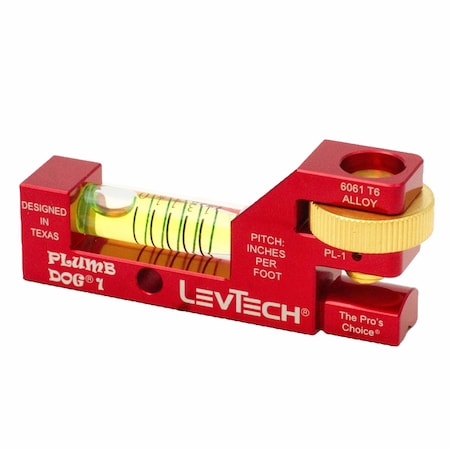 Levtech, The Pros Choice Plumber's PL-1 Level, Gradient Vial, Pipe Strap, Patented Thumbwheel, Aluminum Body 01-020-011
