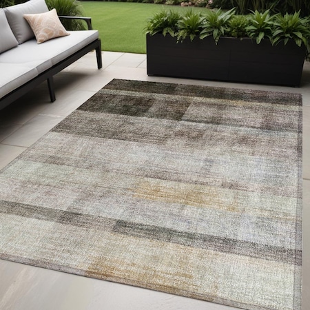 Homeroots 5' X 8' Brown Ombre Washable Non Skid Indoor Outdoor Area Rug 563632
