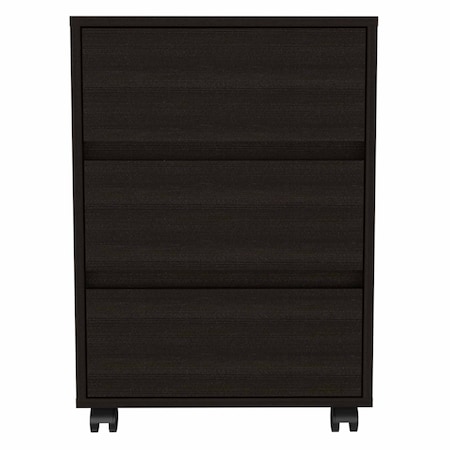 Homeroots 18" Black Three Drawer Rolling Cabinet 403737
