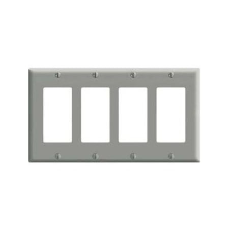 Leviton Decora Wallplate, Midway Size, Gang 4, White PJ264-W