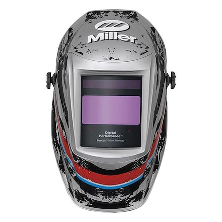 Miller Electric Welding Helmet, Black/Blue/Red/Silver 296755