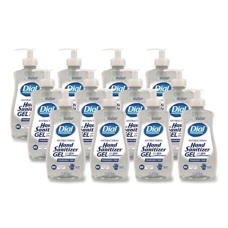 Dial Professional Gel Antibacterial Hand Sanitizer, 11 oz Pump Bottle, Fragrance-Free, 12PK 1700035482