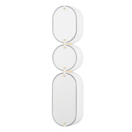 Corbett Lighting Opal 3 Light Wall Sconce 5 In. Soft White/Vintage Brass 393-03-SWH/VB
