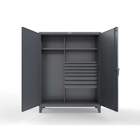 Strong Hold Industrial Uniform Cabinet - 7 Drawers & Pegboard 56-W-243-7DB-PB
