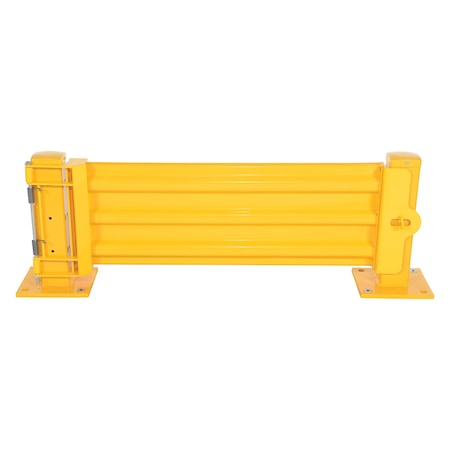 Vestil Steel Hinged Guard Rail 41.875 In. Length 3 Ribbed Gate Yellow GR-F3R-GBS-4-YL