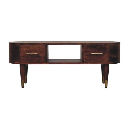 Homeroots 39in Brown Solid Wood Enclosed and Open Storage TV Stand 719192