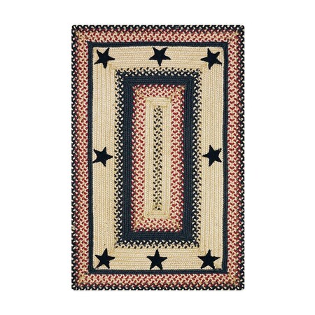 Homespice Decor 10 x 10 in. Rectangular Primitive Star -Gloucester Jute Braided Rugs, Black 565716