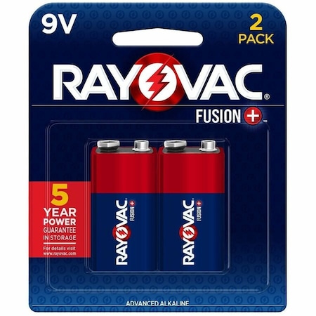 Rayovac Fusion Alkaline Battery, 9V 9V DC 2 PK A16042TFUS