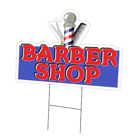 Signmission Barber Shop Yard Sign & Stake outdoor plastic coroplast window, C-DC-1824-DS-Barber Shop C-DC-1824-DS-Barber Shop