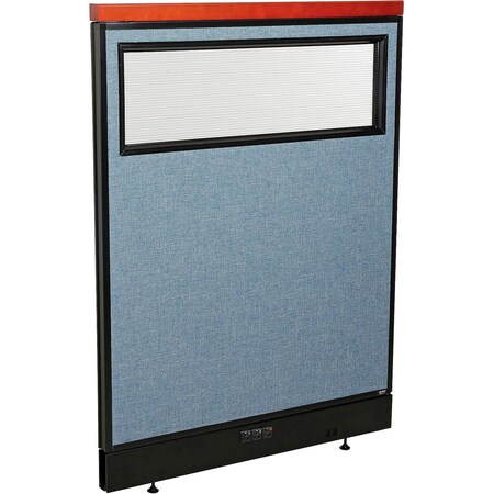Global Industrial Interion Deluxe Electric Office Partition Panel with Partial Window, 36-1/4"W x 47-1/2"H, Blue 694769WEBL