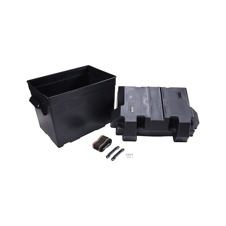 Arcon Arcon 13035; Battery Box; Fits Group 27 Batteries; Strap Style; Black Polypropylene; Vented 13035