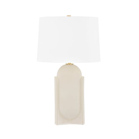 Hudson Valley Lighting Leeston 16 in. Table Lamp Aged Brass/Ceramic Moonstone Sand L4127-AGB/CMS