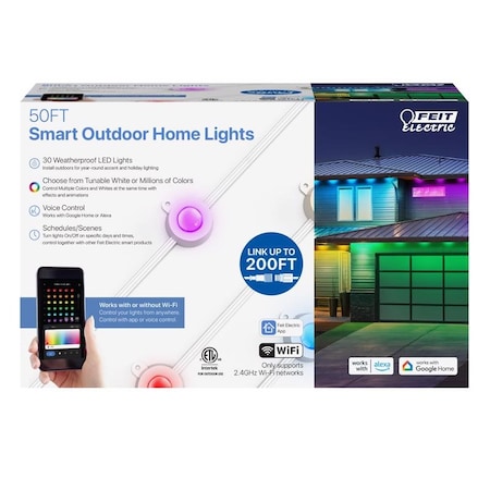 Feit Electric Feit LED Smart-Enabled Color Changing String Lights Multicolored 50 ft. 30 lights SL50-30/RGBTW/A