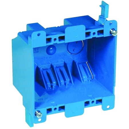 Carlon Outlet Box, 2 -Gang, PVC, Blue, Clamp Mounting B225R-UPC