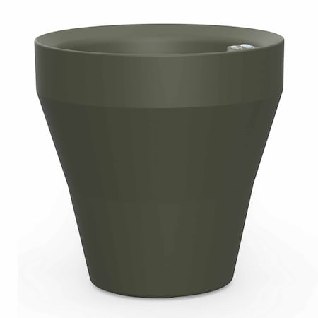 Crescent Garden TruDrop Rim Modern Self Watering Planter, 18"W, Olive A604582