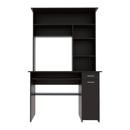 Homeroots 43" Black Computer Desk With Hutch 403842