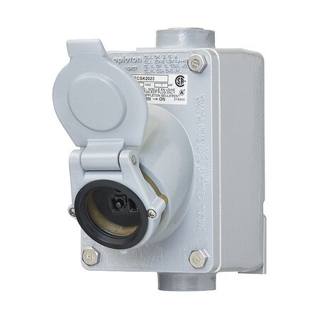 Appleton Electric Receptacle, 15A;20A, 125VAC, Gray, Aluminum ECSK2023