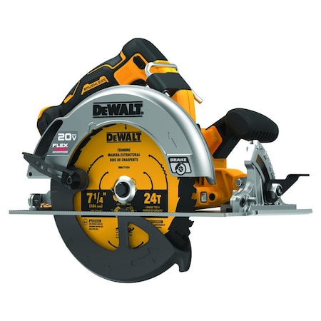 Dewalt BRUSHLESS CORDLESS CIRCULAR SAW, 7 .25 DIA BLADE, 20 V, 2 IN AT 45 DEG, 2 9/16 IN DCS573B