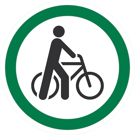 Lyle ISO Walk Your Bicycle Symbol, 10x10, Non-Reflective, White G-1019-ND_10x10