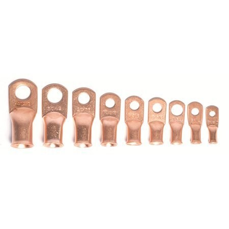 Sigma One-Hole Compression Lug, 4 AWG Max, 3/8 in Stud, Standard Barrel, Copper, None, 50 PK 4382-00