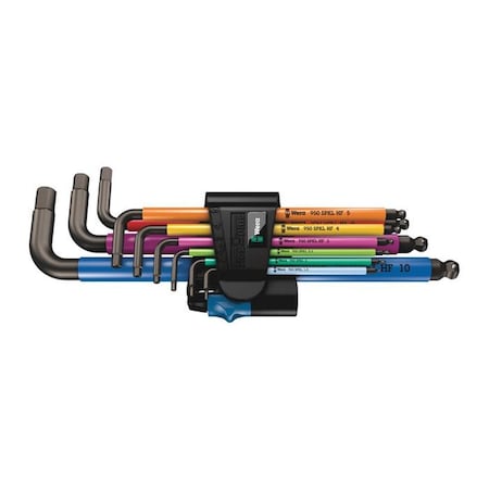 Wera Hex-Plus Color Coded Metric Long Shaft with Hold Function L-Key Set, Multi Color - 9 Piece 5022210001