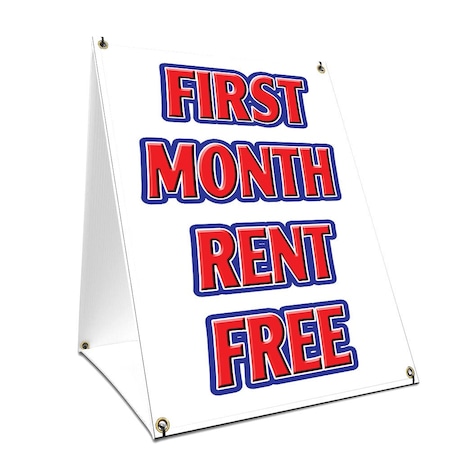 Signmission First Month Rent Free, 24 Inch x 18 Inch A-frame Yard Sign, Plastic Sign SBC-1824-First Month Rent Free