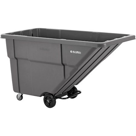 Global Industrial Standard Duty Plastic Tilt Truck, 1 Cu. Yd. Cap, 1000 Lbs. Cap, Gray 501600