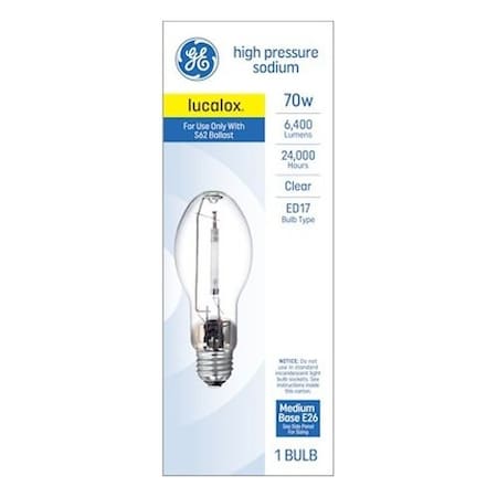 Ge General-Purpose Light Bulb, 70 W, Ellipsoidal Lamp, E26 Medium Lamp Base 30967