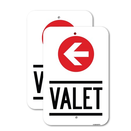 Signmission Valet Left Arrow 2, 18'' X 24'' 2 Signs, Heavy Gauge Aluminum, 2PK A-1824-2PACK-22771