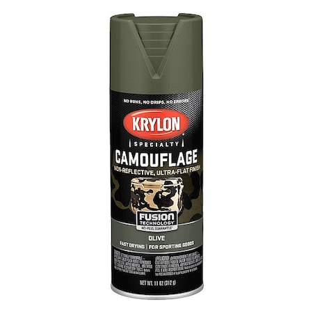 Krylon Spray Paint, Olive, Ultra-Flat, Solvent, 11 oz K04293777