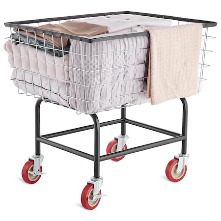 Vevor Wire Laundry Cart Wire Laundry Basket 2.8 Bushel Heavy Duty w/ 4'' Wheels FW-6913