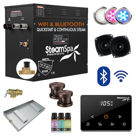 Steamspa 10.5KW Steam Bath Generator, Fully Wireless Remote, BLUETOOTH WIFI, Auto Drain, Oil Rubbed Bronze BKW1050ORB-A