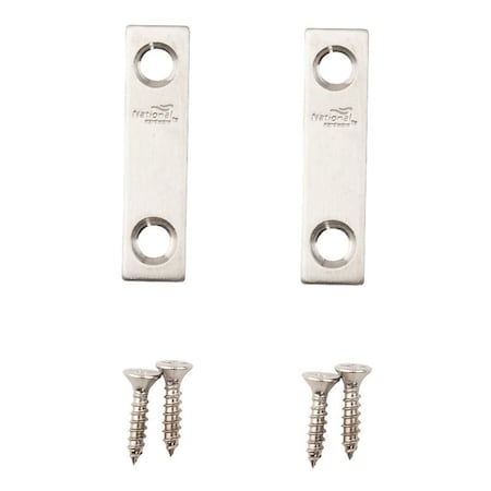National Hardware Mending Brace, 2 in L, 1/2 in W, Stainless Steel, Screw Mounting, 2PK N348-359