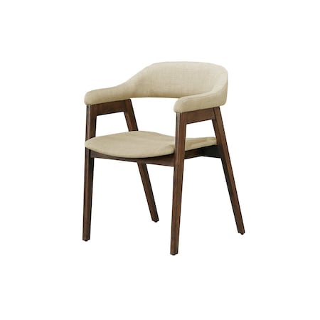 Monarch Specialties Dining Chair, 32-in. Height, Upholstered, Dining Room, Kitchen, Dark Walnut, Sand Fabric, 2PK I 1367