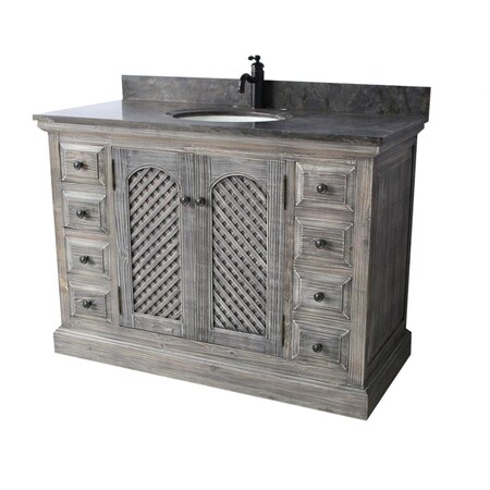 Infurniture WK8148-G plus WK Top 48 in. Rustic Solid Fir Sink Vanity In Grey-No Faucet WK8148-G+WK Top