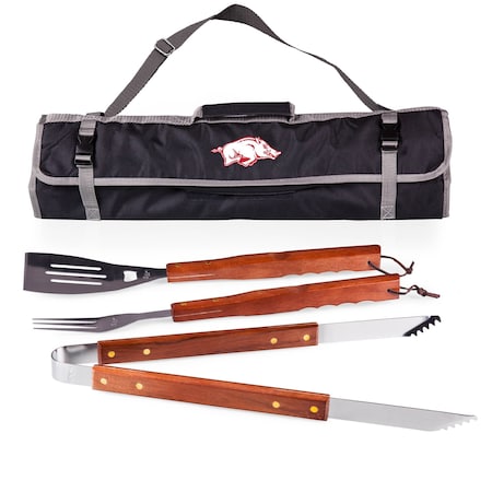Picnic Time Family Of Brands NCAA Arkansas Razorbacks 3-Piece BBQ Tote & Grill Accessories Set 749-03-175-034-0