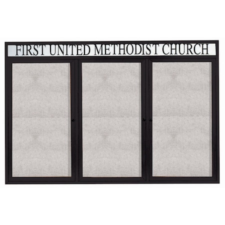Aarco Outdoor Enclosed Bulletin Board w/ Al Frame Header, Powder Coated Black, 48''Hx72''W ODCC4872-3RHBK