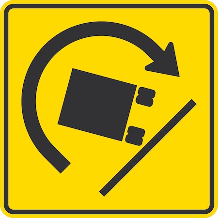 Lyle Truck Rollover Warning (Sharp Right Turn Symbol), 36x36, Engineer Grade, Yellow G-16131-EG_36x36