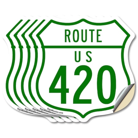 Signmission Route Marker Shield Sign Us 420, 6 inch X 6 inch, Vinyl Decal, 5PK SHI-D-5PACK-6-477