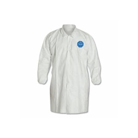 Dupont Tyvek Lab Coats No Pockets Knee Length, Medium, White, 30PK 251-TY211S-M