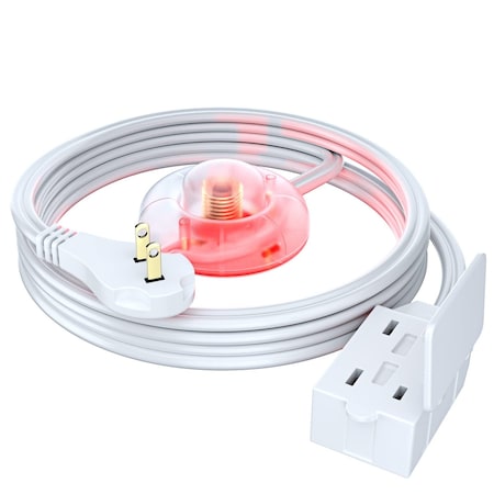 Maximm 8ft Multi-Outlet Extension Cord w/ Foot Switch Safety Cover, White Light-P020P-LA002H-08