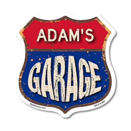 Signmission Adam's Garage, 6 Inch X 6 Inch, Plastic Sign SHI-P-6-383-ADAM